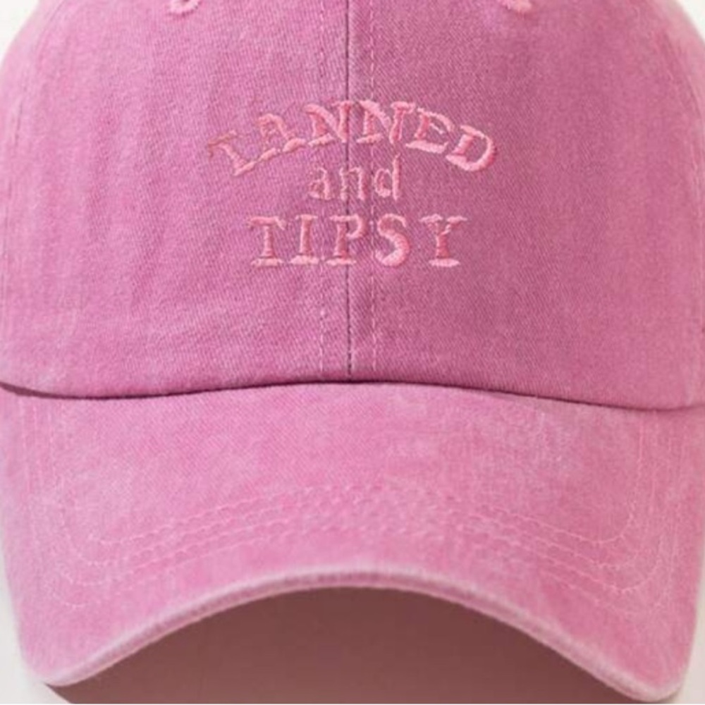 Pink Cotton Baseball Hat with Embroidered Text